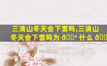 三清山冬天会下雪吗,三清山冬天会下雪吗为 💮 什么 💮